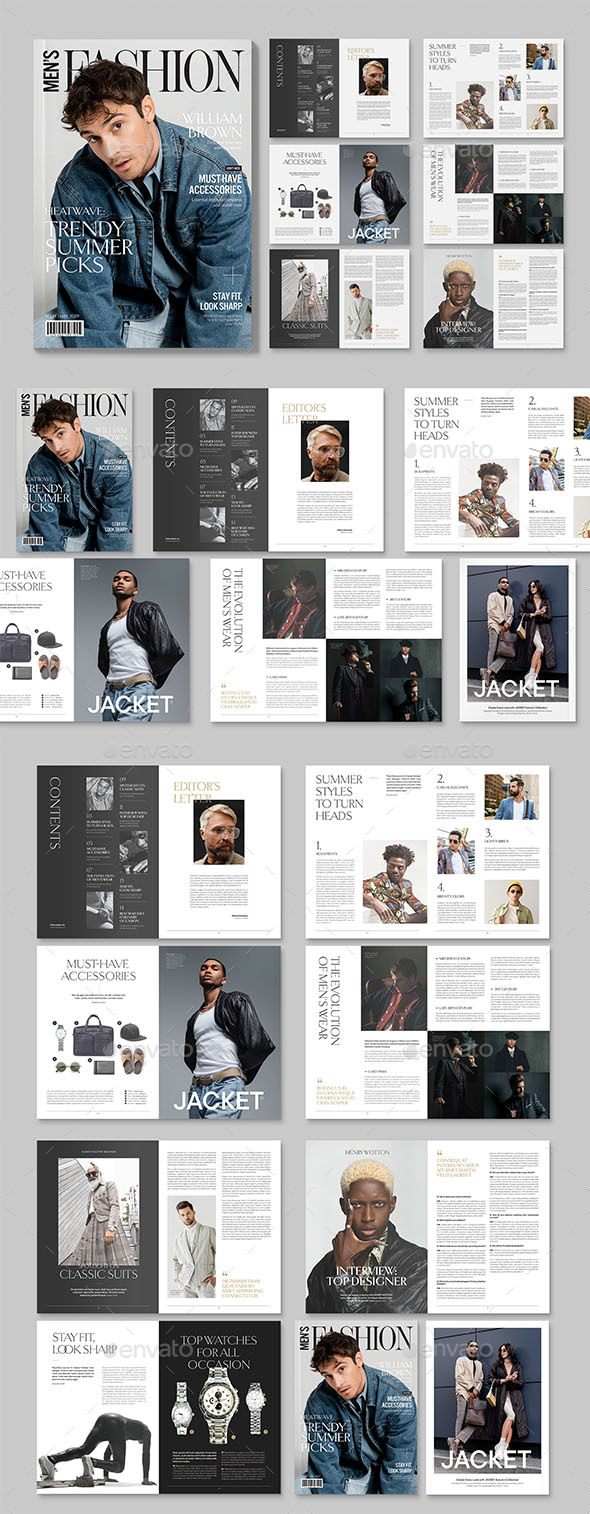 Men's Fashion Magazine Template, Print Templates | GraphicRiver