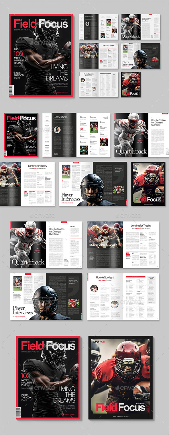 American Football Magazine Template, Print Templates | GraphicRiver
