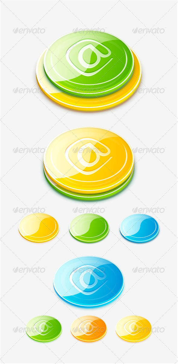 3d vector glossy buttons, Vectors | GraphicRiver