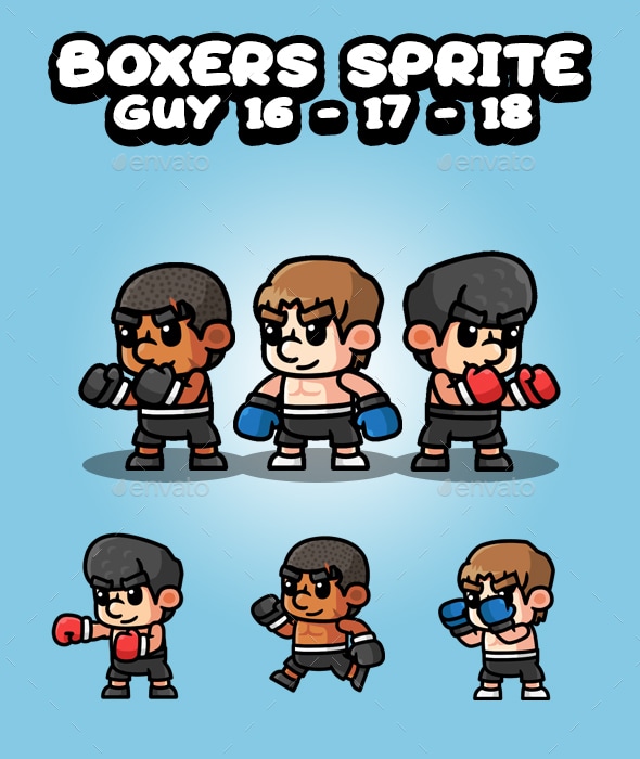 Boxers Game Character Guy 16 17 18, Game Assets | GraphicRiver