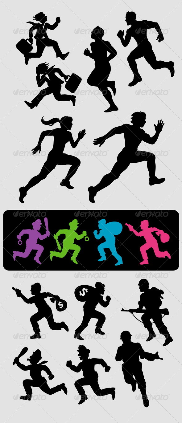 Running Silhouettes - People Characters