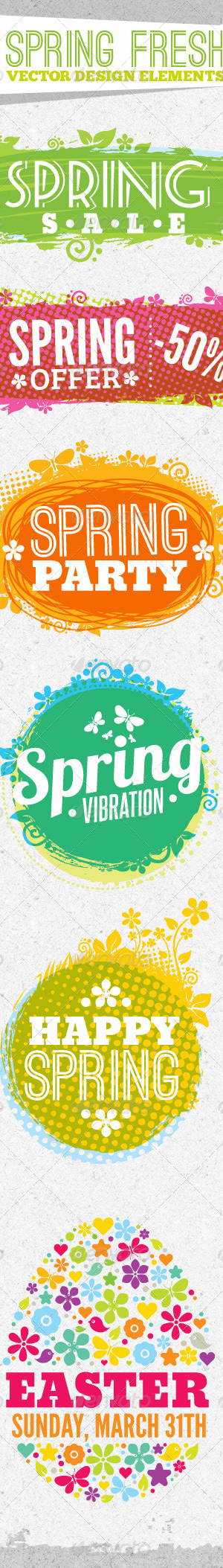 Fresh Spring Design Elements, Vectors | GraphicRiver