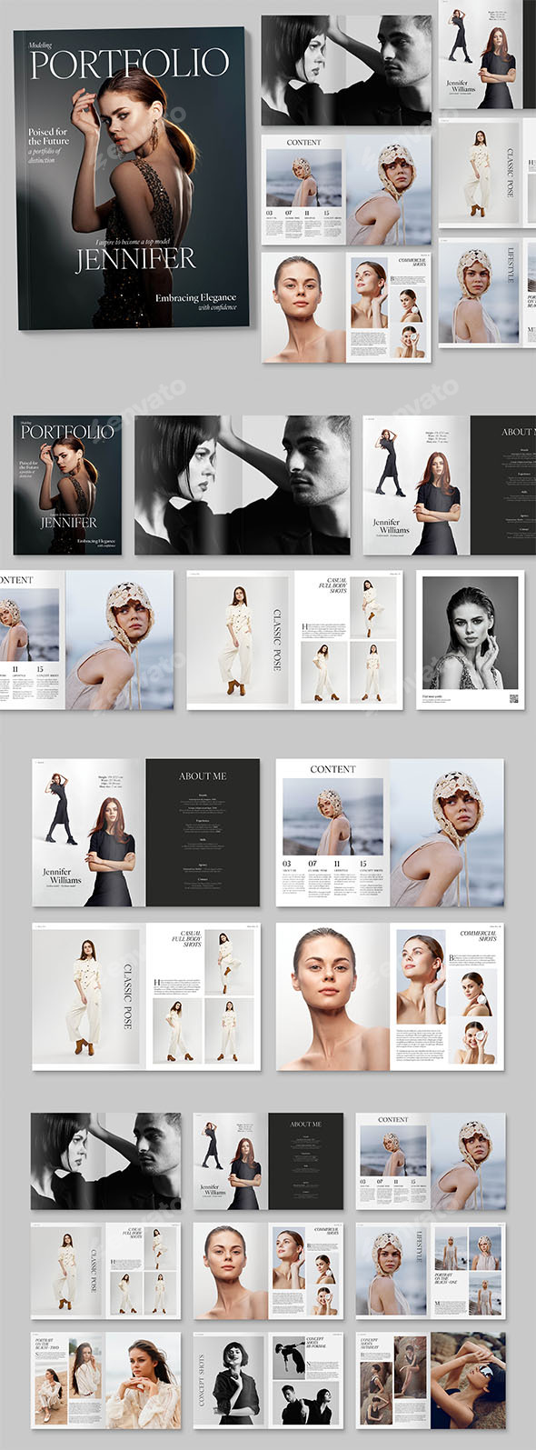 Fashion Model Photography Portfolio Template, Print Templates ...