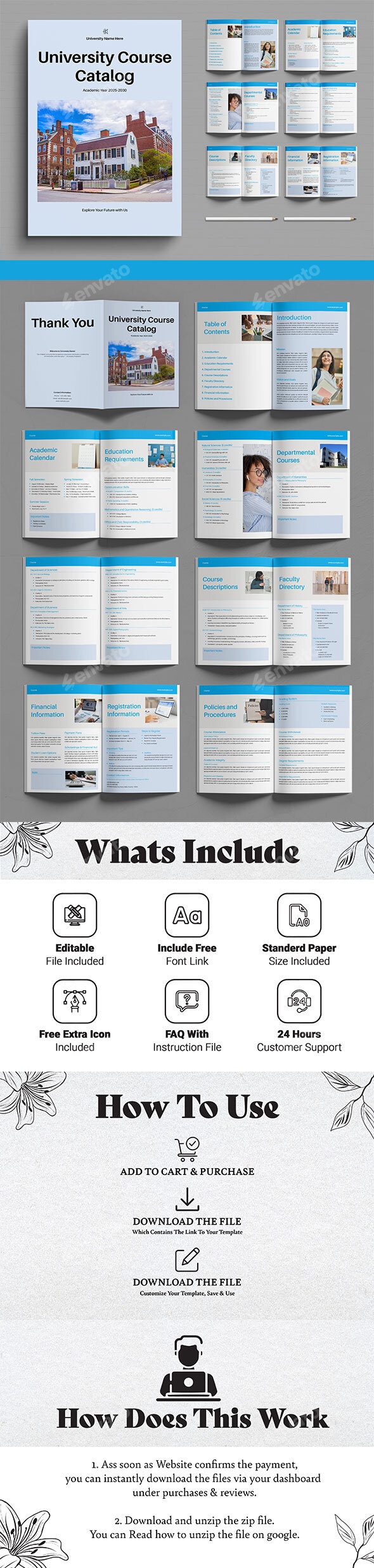 University Courses Catalog Template, Print Templates GraphicRiver