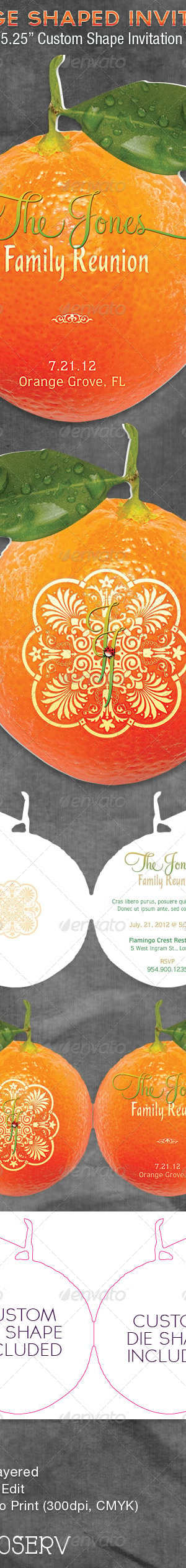 Orange Shaped Invitation Card Template, Print Templates | GraphicRiver