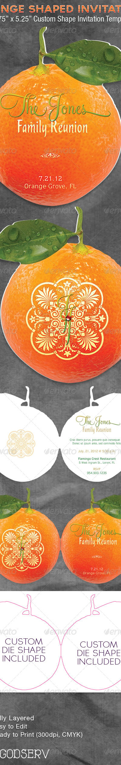 Orange Shaped Invitation Card Template, Print Templates | GraphicRiver