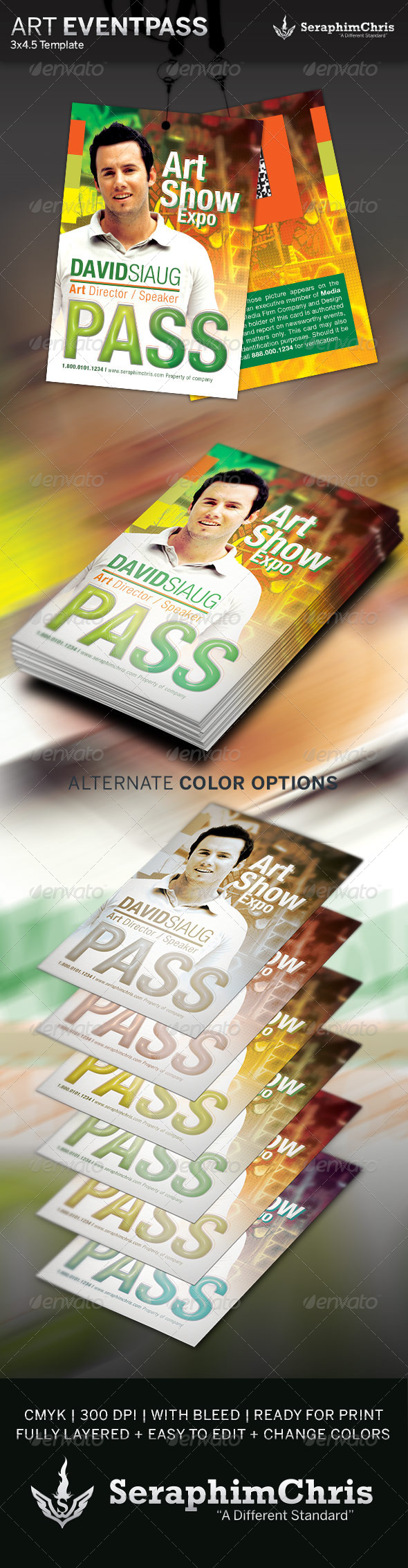 Art Show Event Pass Template, Print Templates | GraphicRiver
