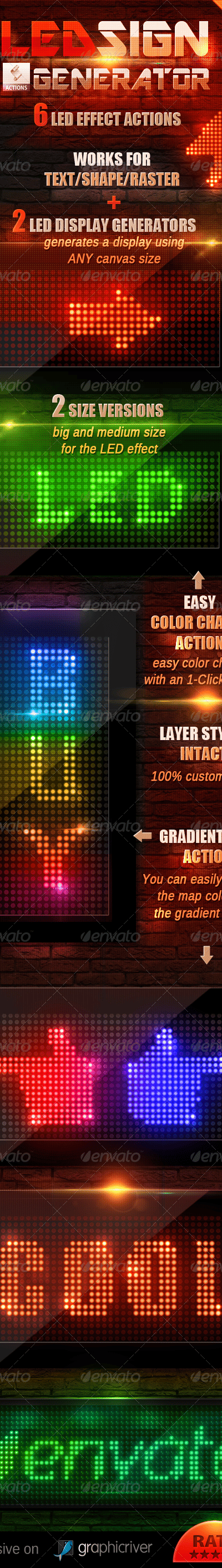 LED Lights Sign Generator Photoshop Action, Add-ons | GraphicRiver