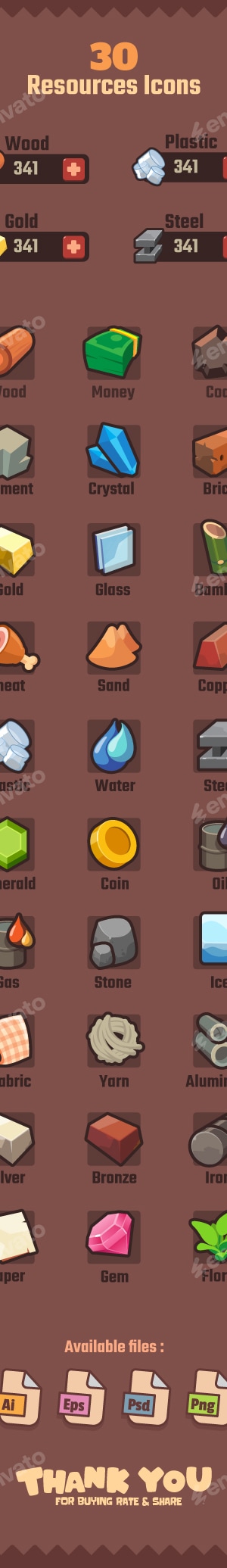 Resources Icons, Game Assets | GraphicRiver