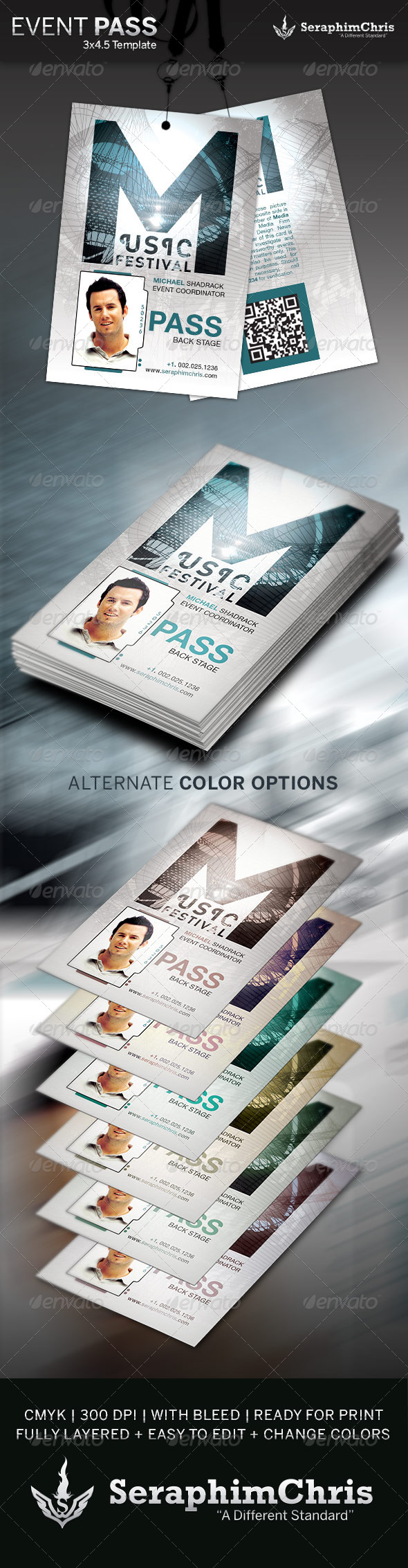 Music Event Pass Template, Print Templates | GraphicRiver