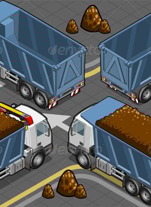 Isometric Containers Trucks in Rear View, Vectors | GraphicRiver