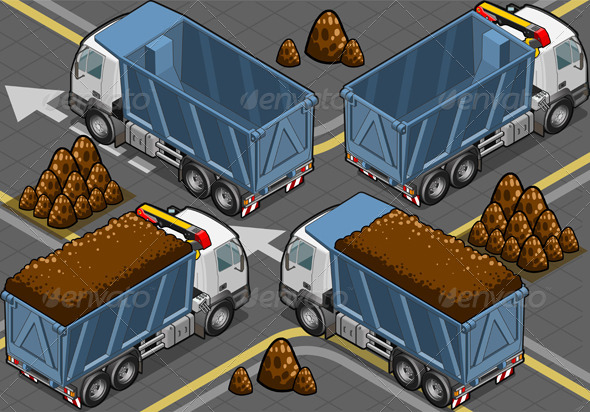 Isometric Containers Trucks in Rear View, Vectors | GraphicRiver