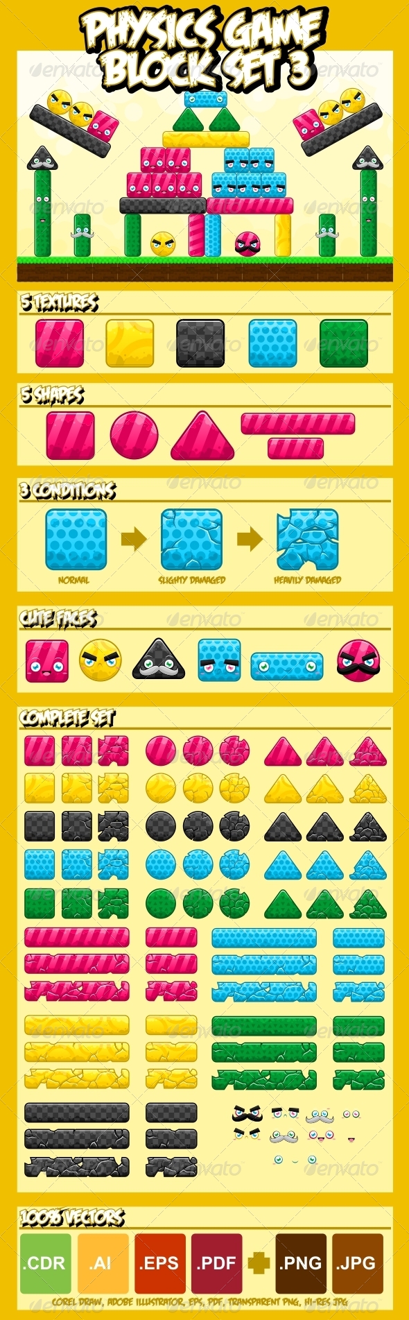 Physics Game Block Set 3 - Sprites Game Assets