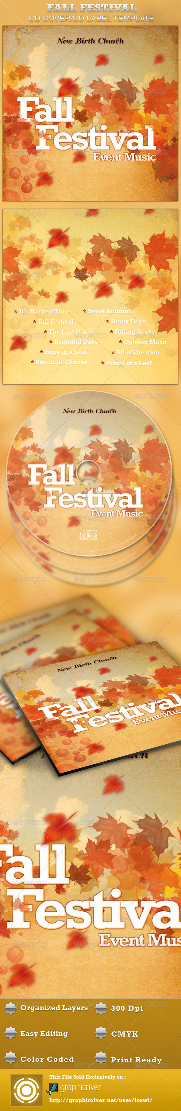 Fall Festival CD Artwork Template, Print Templates | GraphicRiver