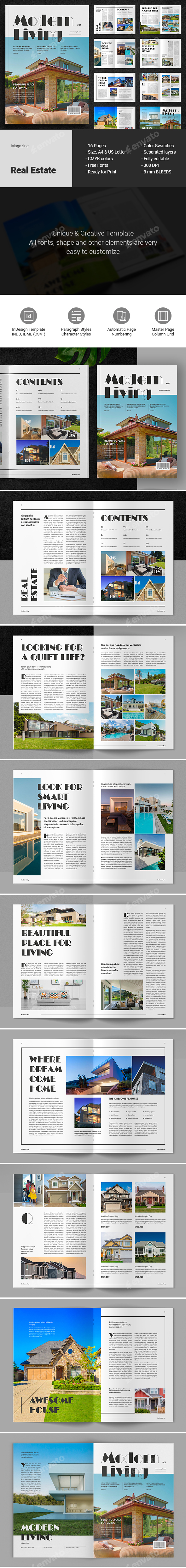 Modern Living Real Estate Magazine, Print Templates | GraphicRiver