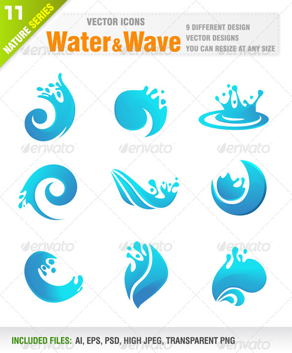 Water & Wave icons, Vectors | GraphicRiver