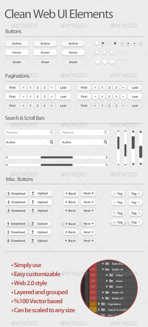 Clean Web UI Elements, Web Elements | GraphicRiver