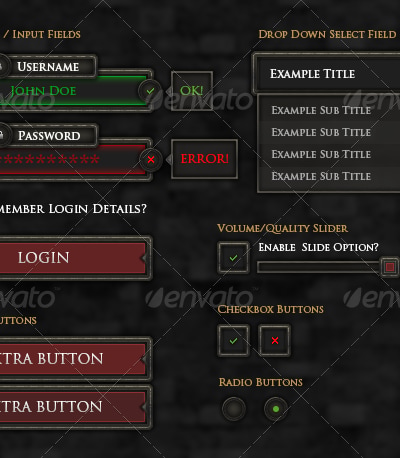 RPG User Interface Elements, Game Assets | GraphicRiver