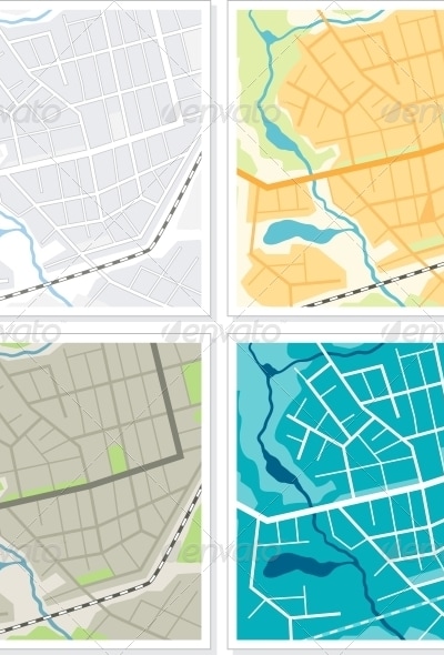 Set of 4 Abstract Maps., Vectors | GraphicRiver