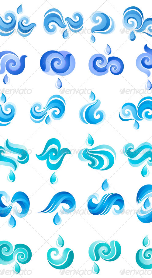 A Set of 24 Symbols Water, Vectors | GraphicRiver