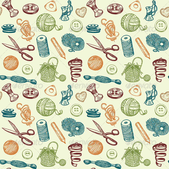 Sewing and Needlework Seamless Pattern Vector, Vectors | GraphicRiver