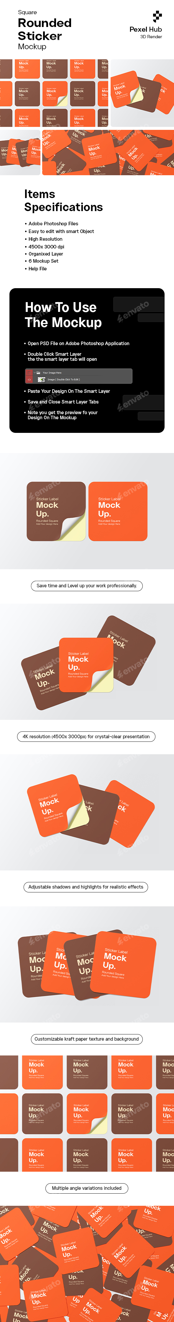 Square Rounded Sticker Mockup Set, Graphics | GraphicRiver