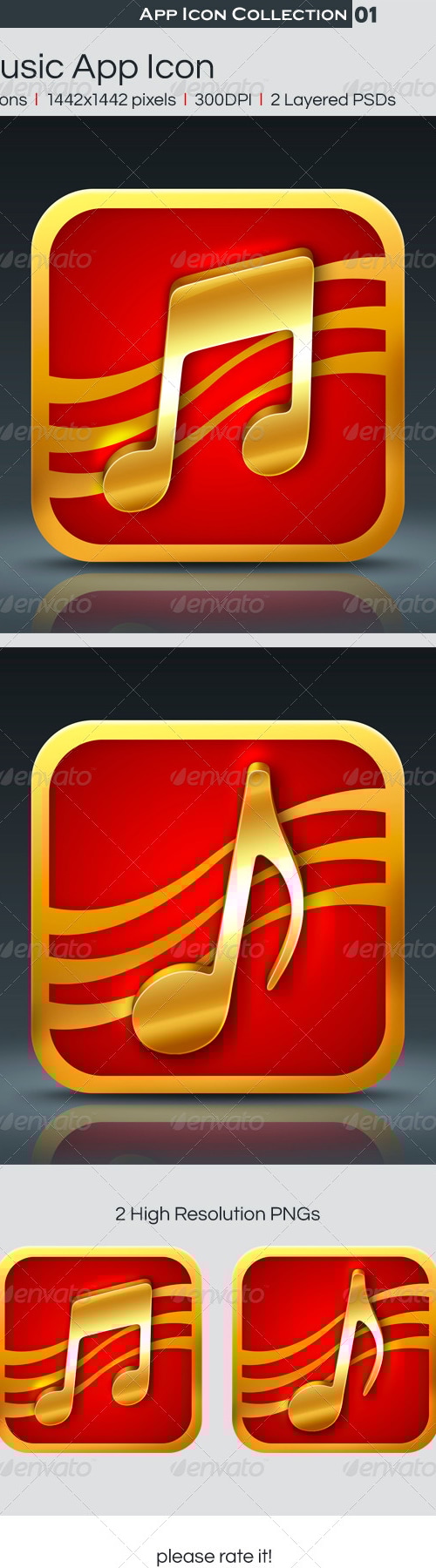 Music App Icon, Icons | GraphicRiver