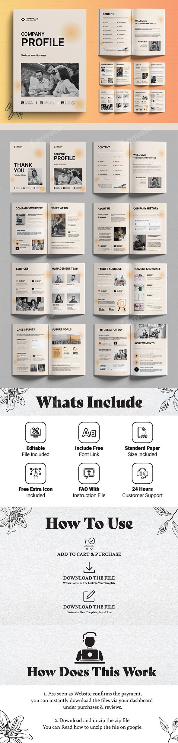 Creative Company Profile Template, Print Templates | GraphicRiver