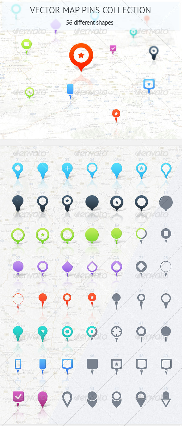 Map Pins Collection, Vectors | GraphicRiver