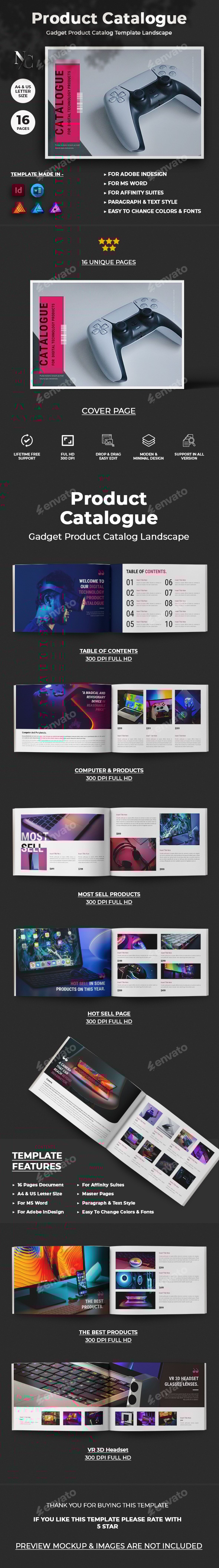 Gadget Product Catalog Template Landscape, Print Templates GraphicRiver