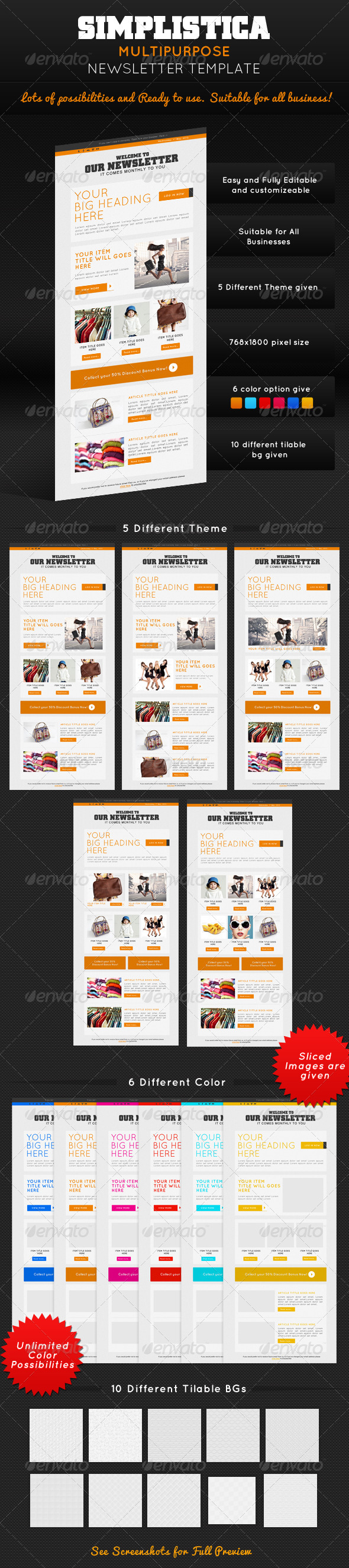 Simplistica Multipurpose E-Newsletter Template, Web Elements | GraphicRiver