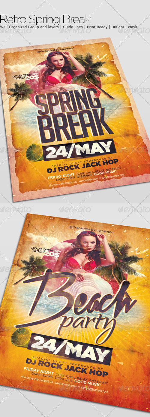 Retro Spring Break, Print Templates | GraphicRiver