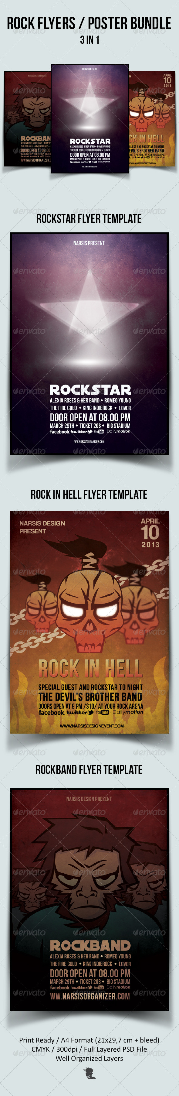Rock Flyers/Posters Bundle, Print Templates | GraphicRiver