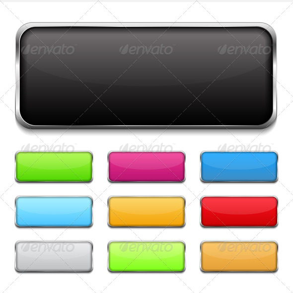 Buttons with Metallic Frame, Vectors | GraphicRiver
