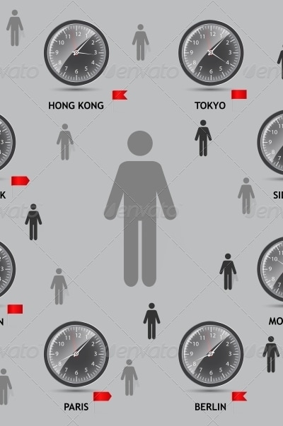 Time Zone World Vector Illustration, Vectors | GraphicRiver