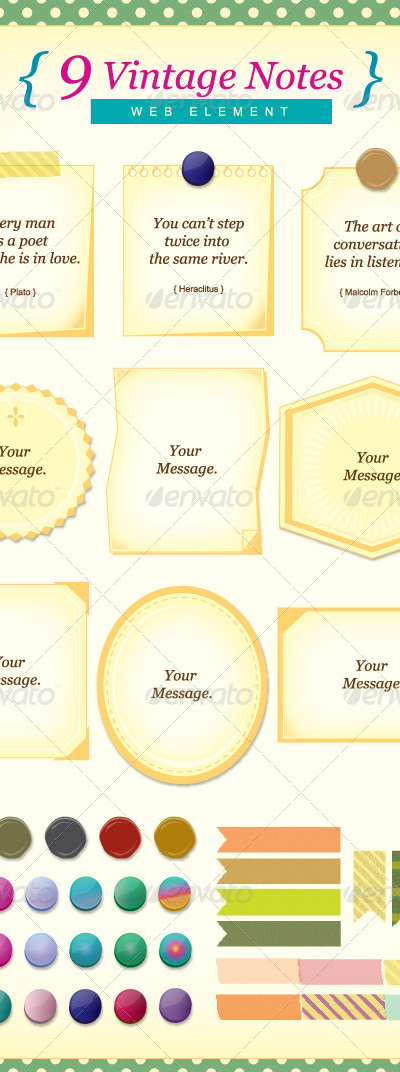 9 Vintage Notes !, Vectors | GraphicRiver