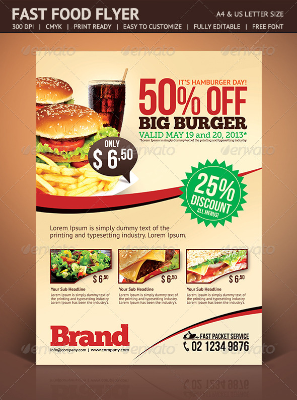 Fast Food Flyer, Print Templates | GraphicRiver