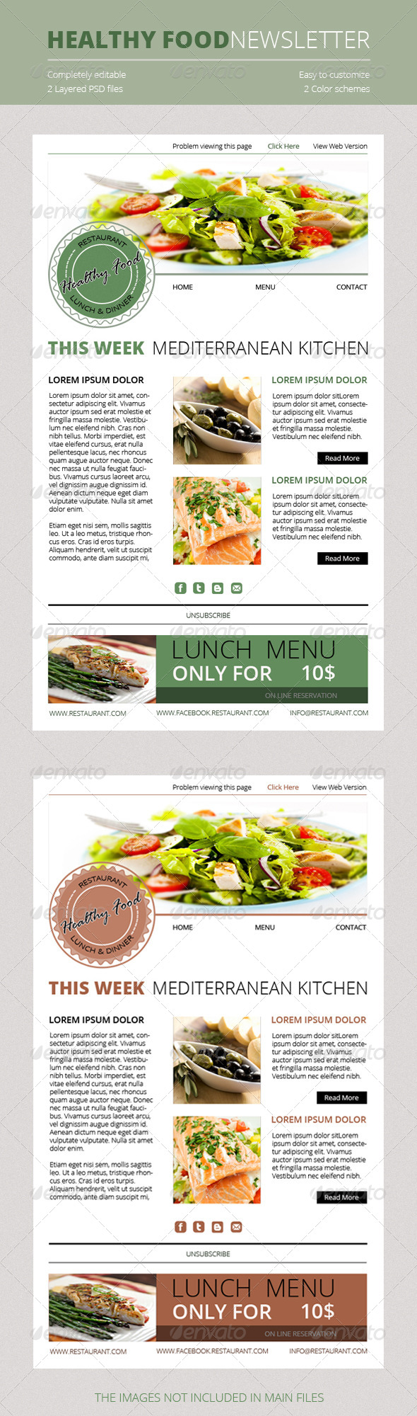 Healthy Food Newsletter, Web Elements | GraphicRiver