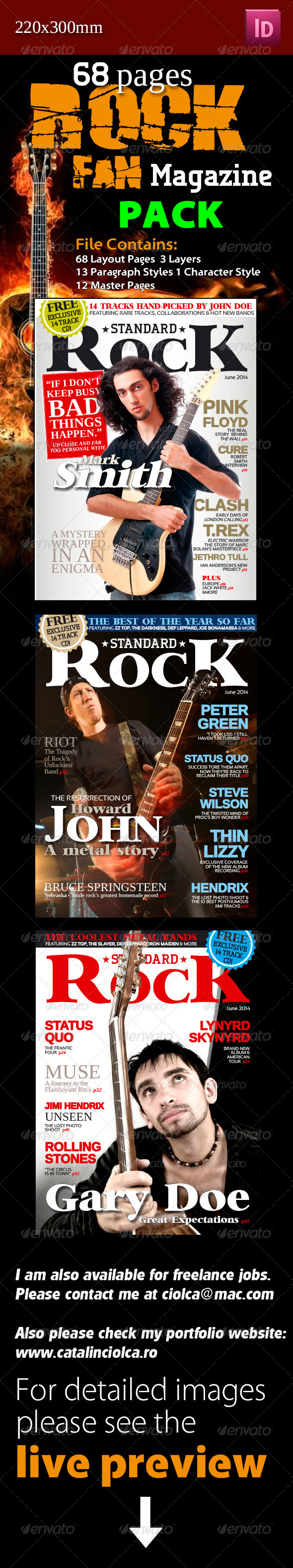 68 Pages Rock Fan Magazine Pack, Print Templates | GraphicRiver