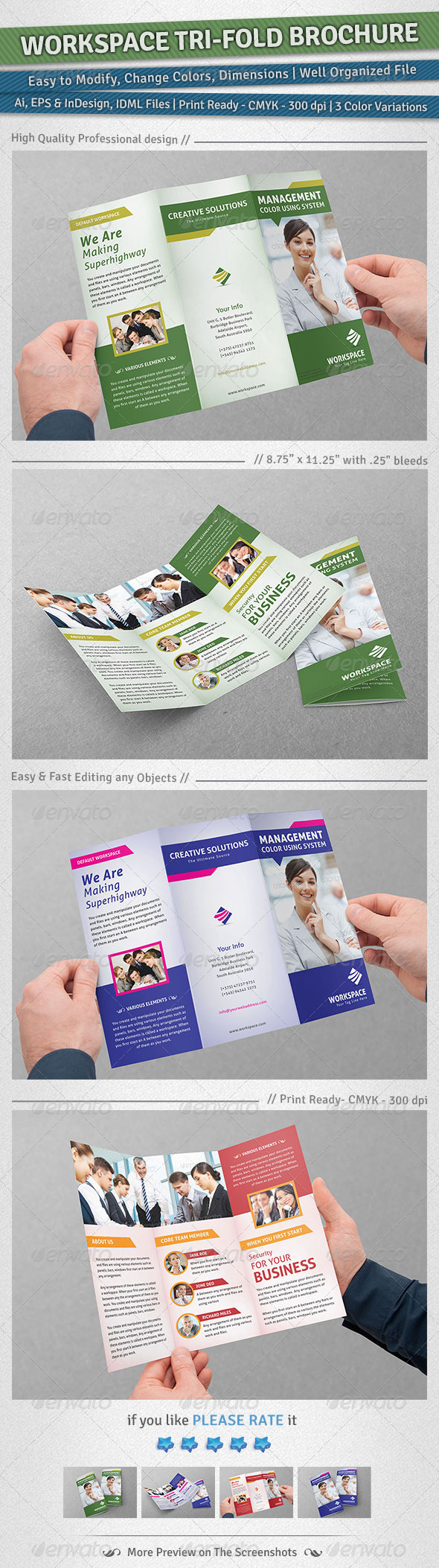 Workspace Tri-Fold Brochure, Print Templates | GraphicRiver