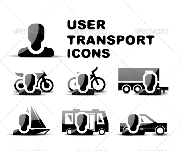 Black User Transport Glossy Icon Set, Vectors | GraphicRiver