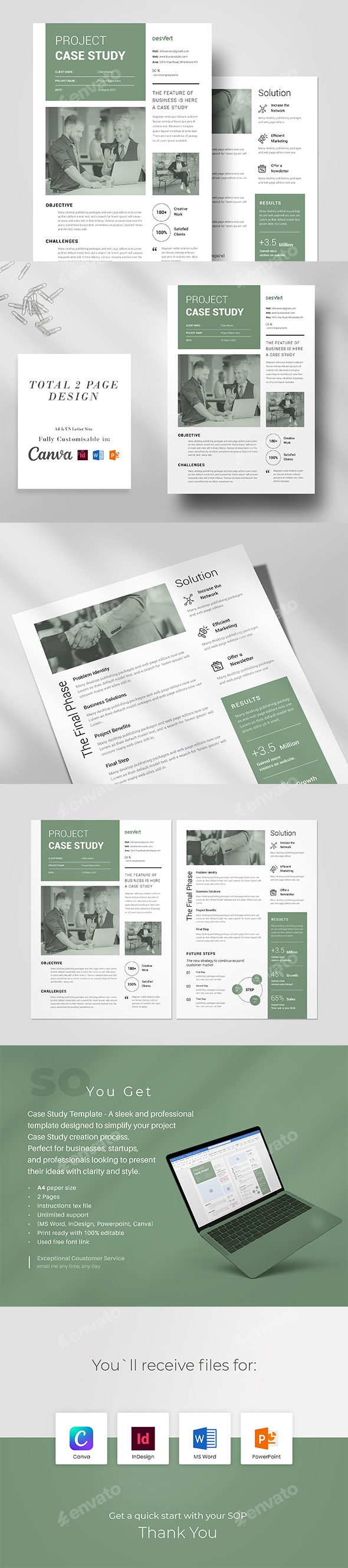 Case Study Template | Canva, MS Word, InDesign, PowerPoint, Print Templates