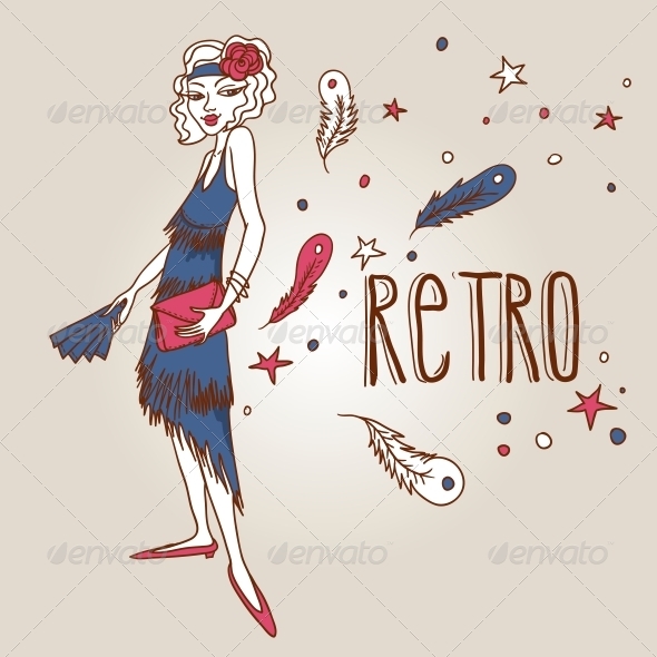 Flapper Girl with Fan, Vectors | GraphicRiver