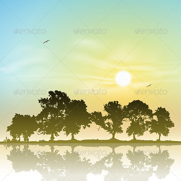 Line of Trees, Vectors | GraphicRiver