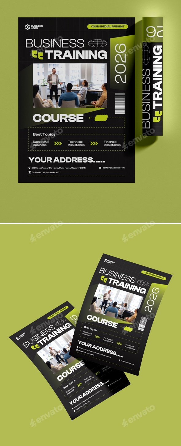 Business Training Course Flyer Template, Print Templates | GraphicRiver
