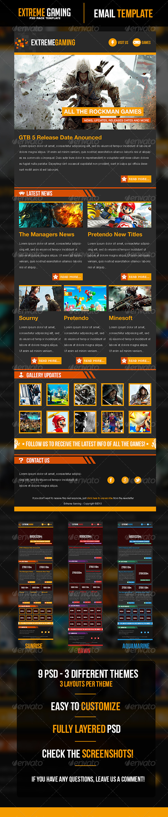 Extreme Gaming PSD Email Template, Web Elements | GraphicRiver
