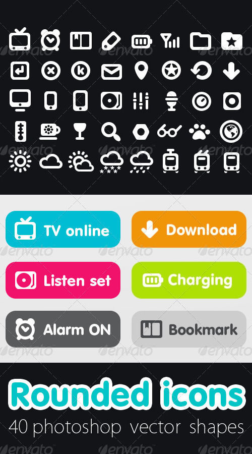 Rounded Icon Set, Icons | GraphicRiver