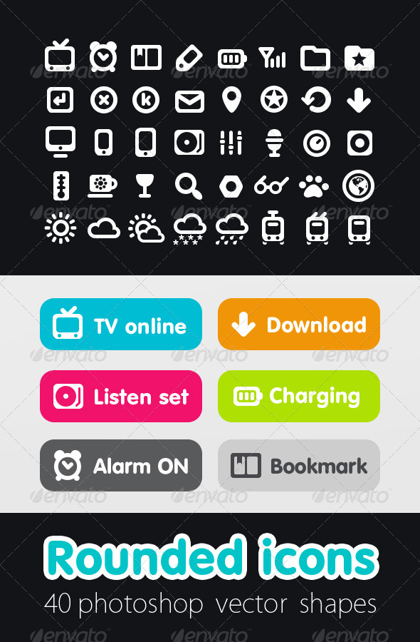 Rounded Icon Set, Icons | GraphicRiver