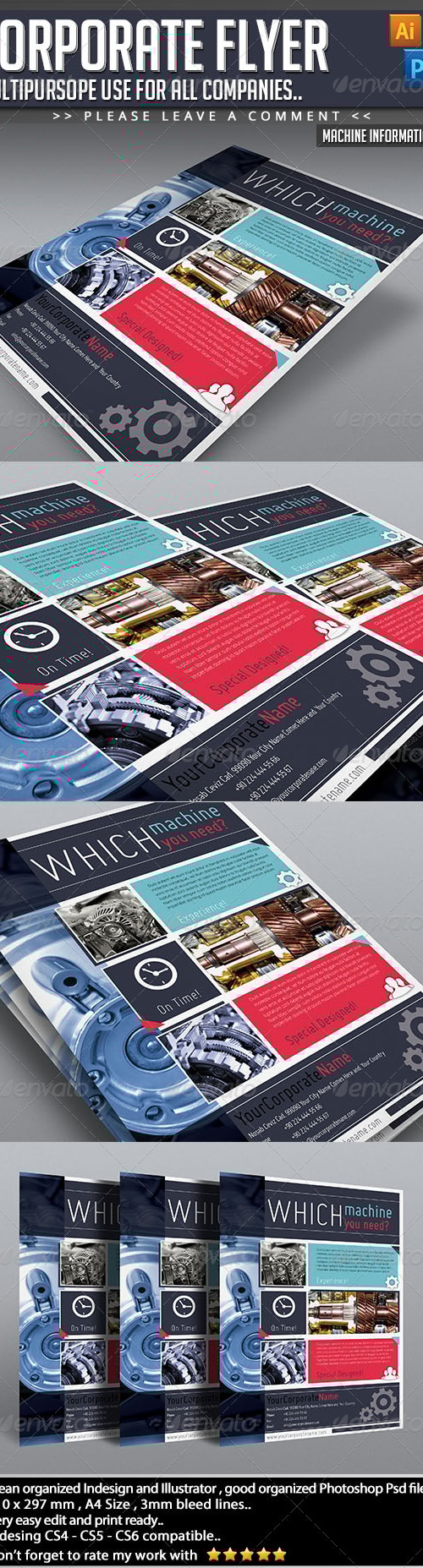Corporate Flyer - Machine Informations V01, Print Templates | GraphicRiver
