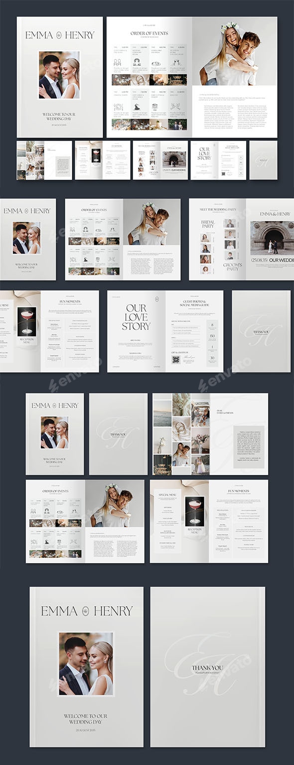 Elegant Wedding Program Template, Print Templates | GraphicRiver
